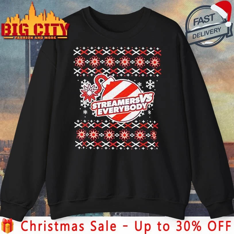 Streamers Vs Everybody 2025 ugly christmas shirt