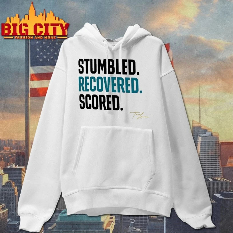 Stumble Recovered Scored Text Shirt