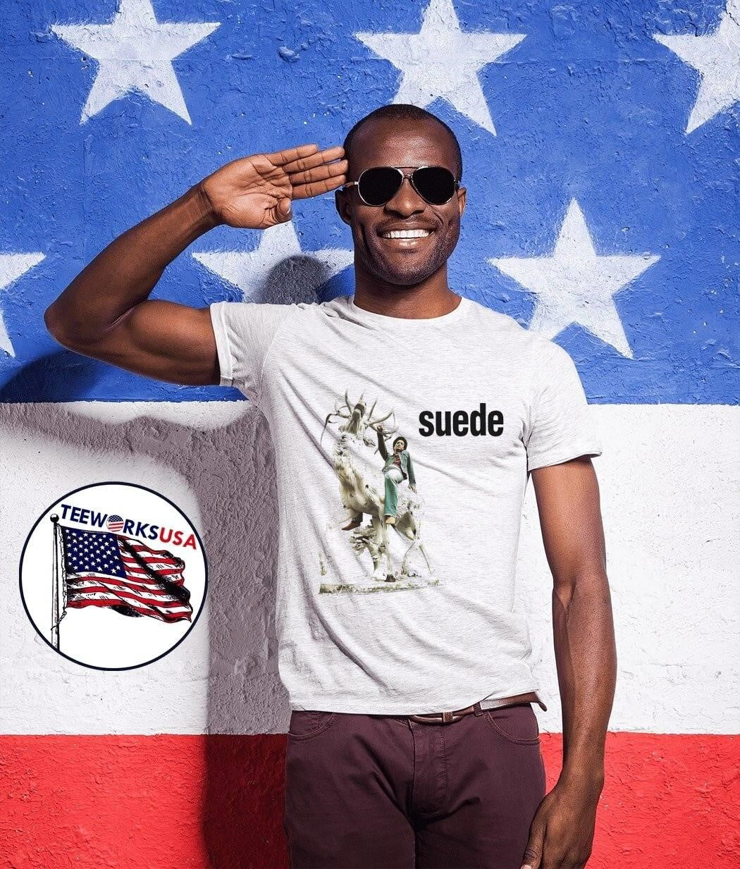 Suede Band Person Riding A Deer Statue shirt