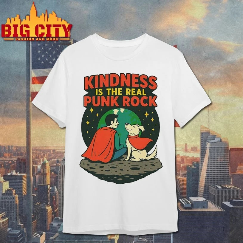 Superman And Krypto Kindness Is The Real Punk Rock Cartoon Shirt