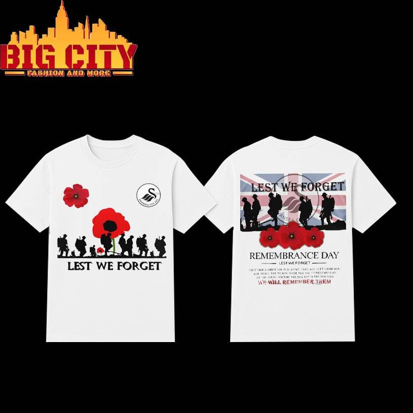 Swansea City FC 2025 Remembrance Day Lest We Forget Two Sided Shirt