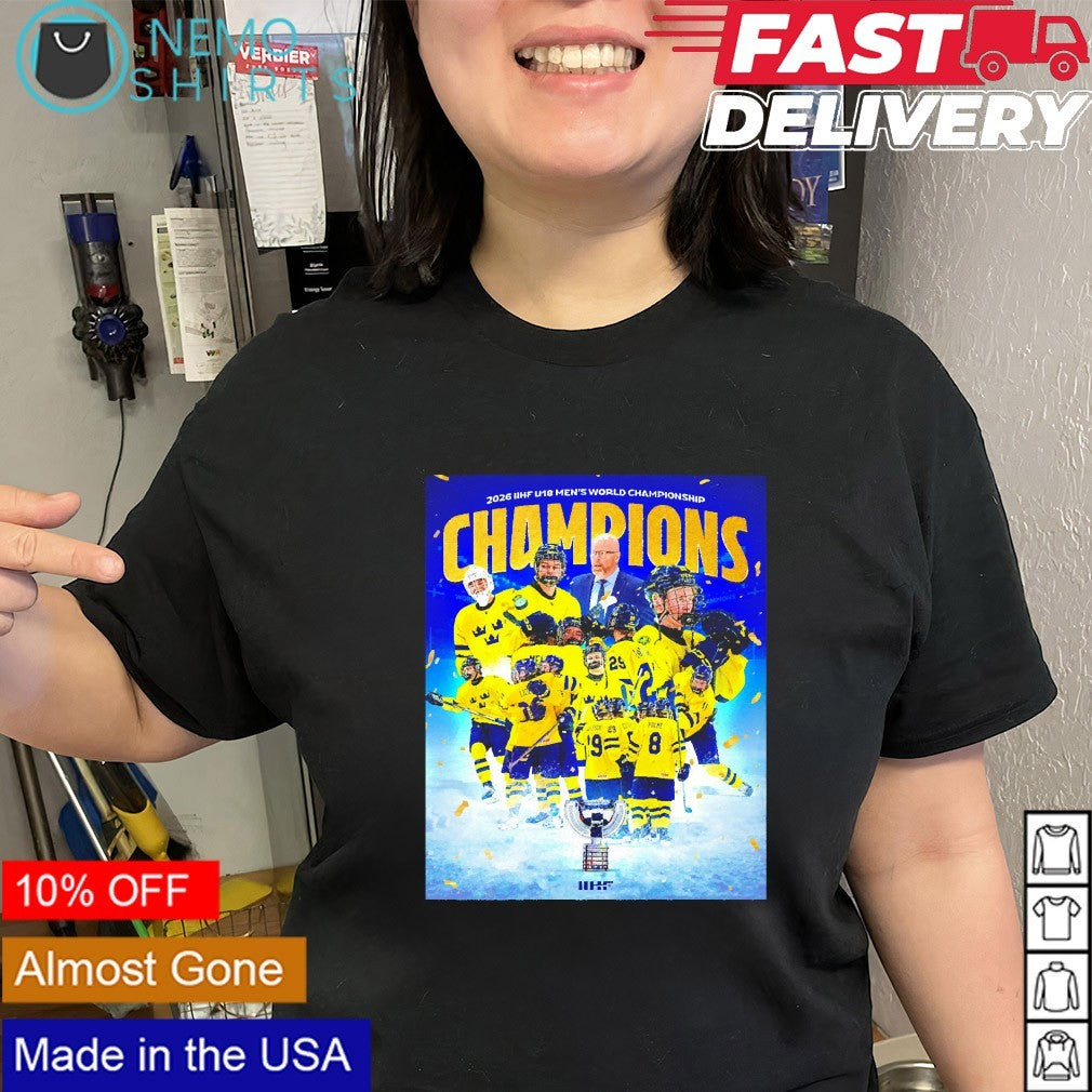 Team Sweden 2026 IIHF U18 men’s world champions players graphic shirt