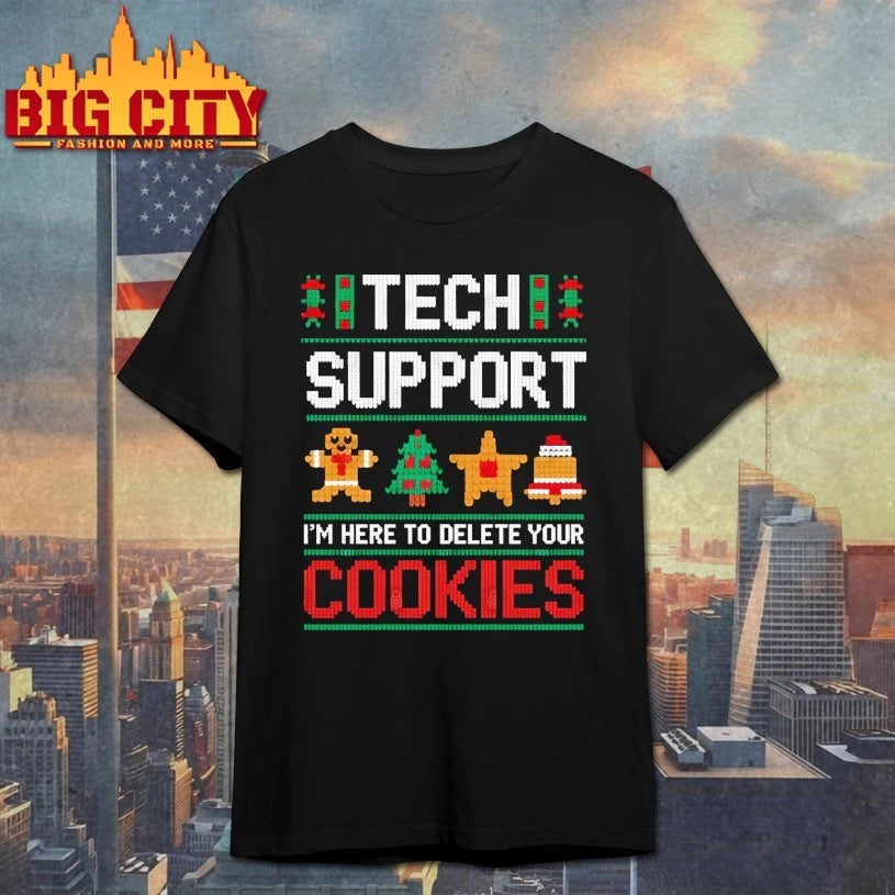Tech support I’m here to delete Your cookies ugly christmas 2025 shirt