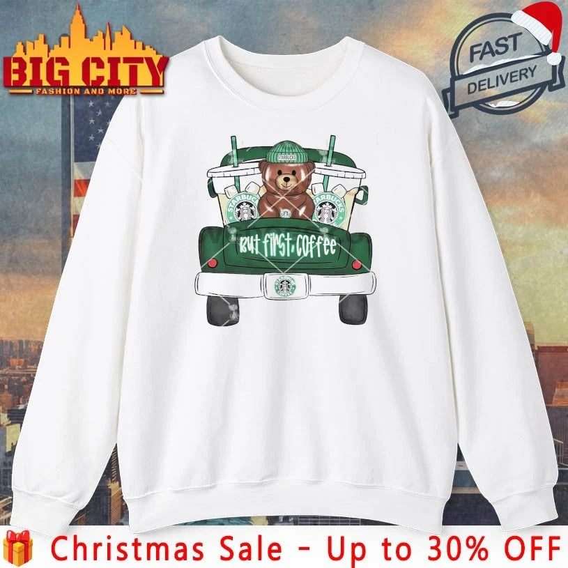 Teddy Bears But First Coffee Truck Bear Coffee Christmas shirt