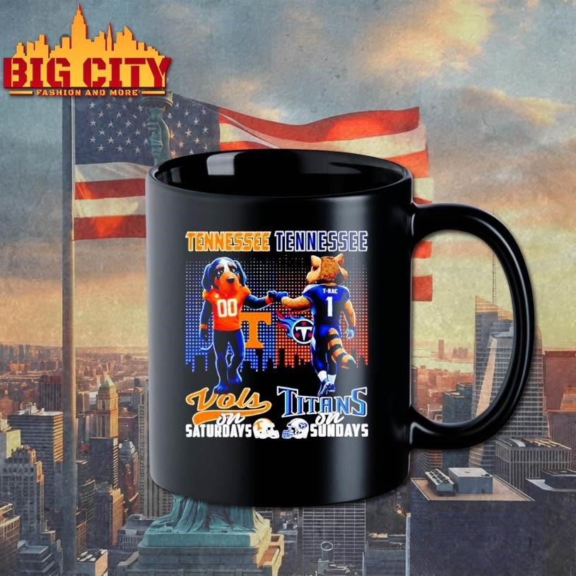 Tennessee Volunteers on Saturdays vs Tennessee Titans on Sundays Mascot City Skyline Shirt