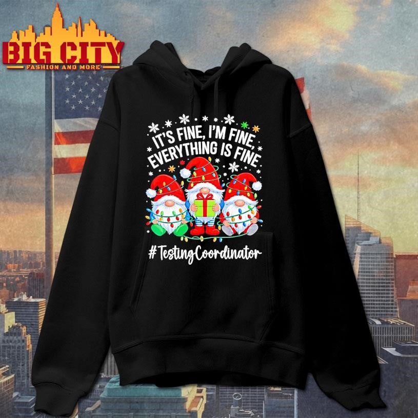 Testing Coordinator Gnome Everything Is Fine Funny Christmas Shirt