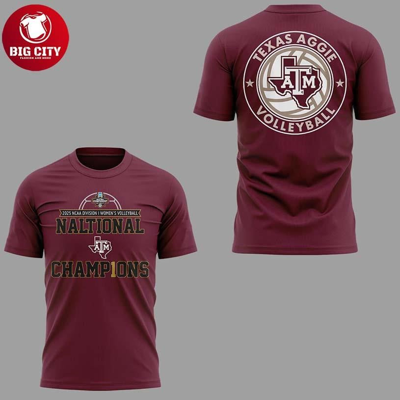 Texas A&amp;M Aggies 2025 National Champions NCAA Volleyball Two Sided Shirt