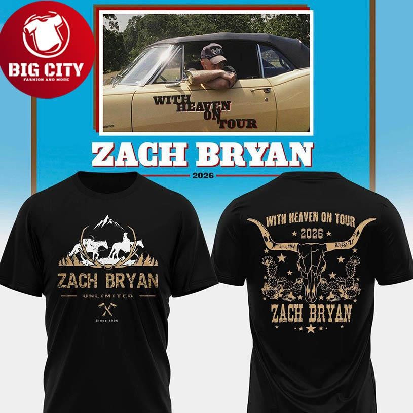 Texas Longhorns Zach Bryan With Heaven On Tour 2026 Two Sided Shirt