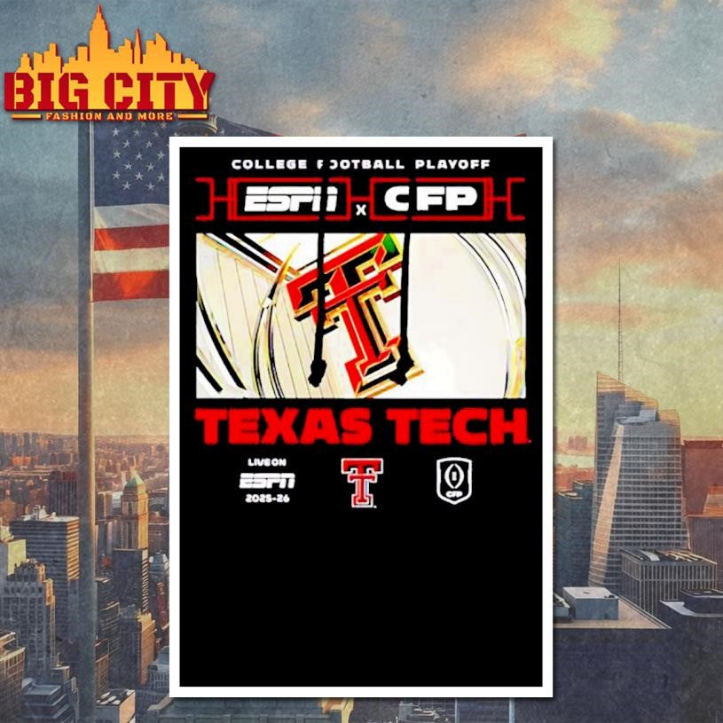 Texas Tech Red Raiders 2025-26 College Football Playoff ESPN Window shirt