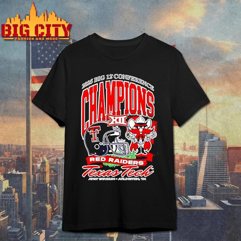 Texas Tech Red Raiders 2025 Big 12 Football Champions Mascot Helmet Shirt