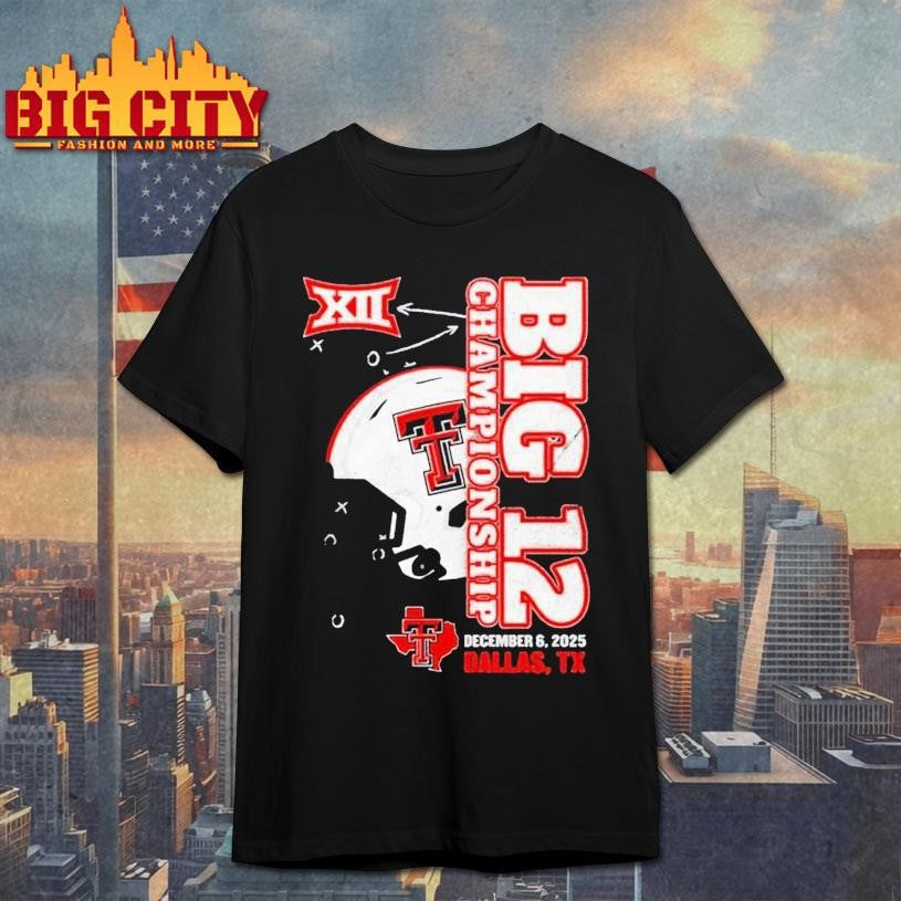 Texas Tech Red Raiders 2025 Big 12 Football Championship Vertical Helmet Shirt