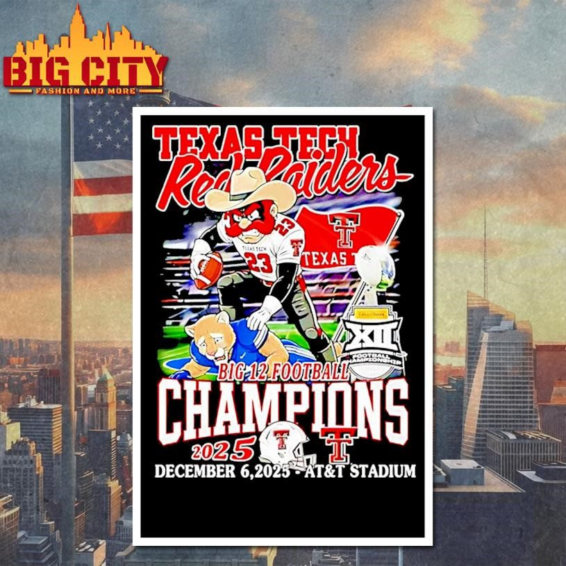 Texas Tech Red Raiders Football Big 12 Champions 2025 Mascot Shirt