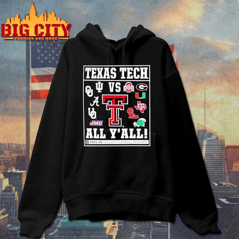 Texas Tech Red Raiders vs all y’all 2025-2026 CFP Framed 12 Team Shirt