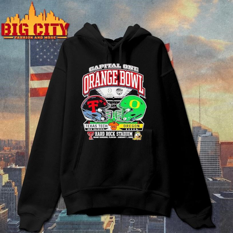 Texas Tech vs Oregon 2025 Capital One Orange Bowl Helmet Shirt