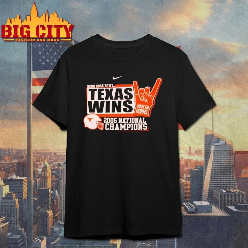 Texas Wins Hook Em Horn 2025 92nd Rose Bowl National Champions Shirt