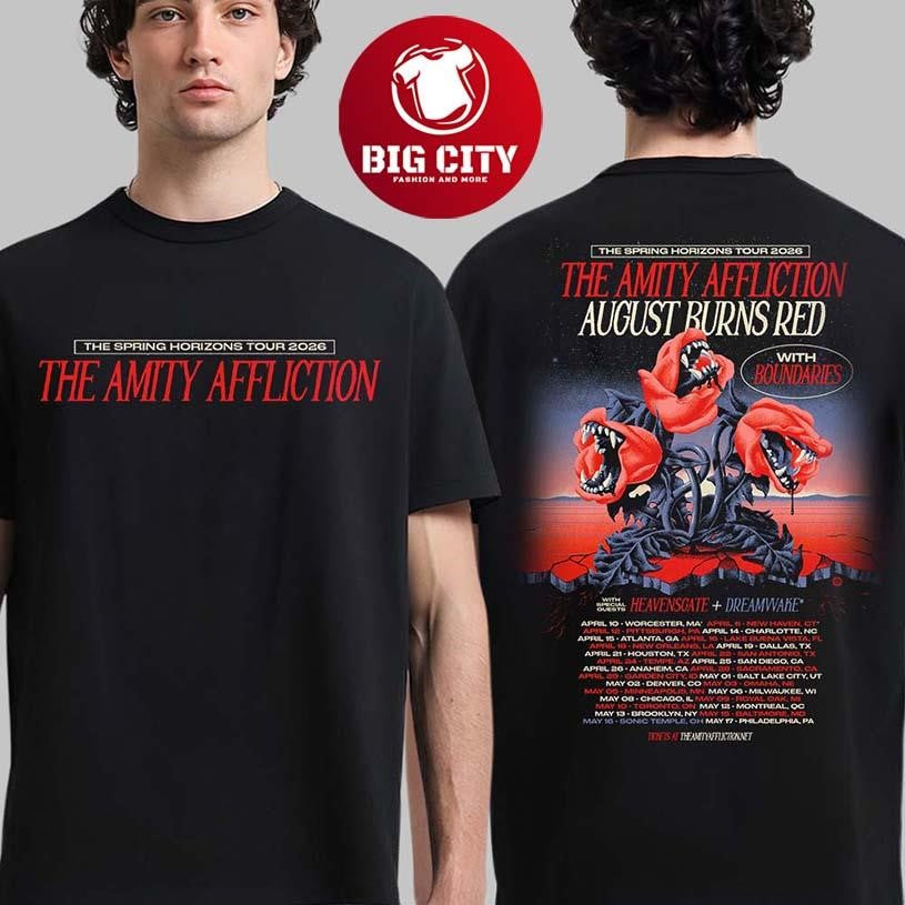 The Amity Affliction The Spring Horizons Tour 2026 Schedule Dates Two Sided Shirt
