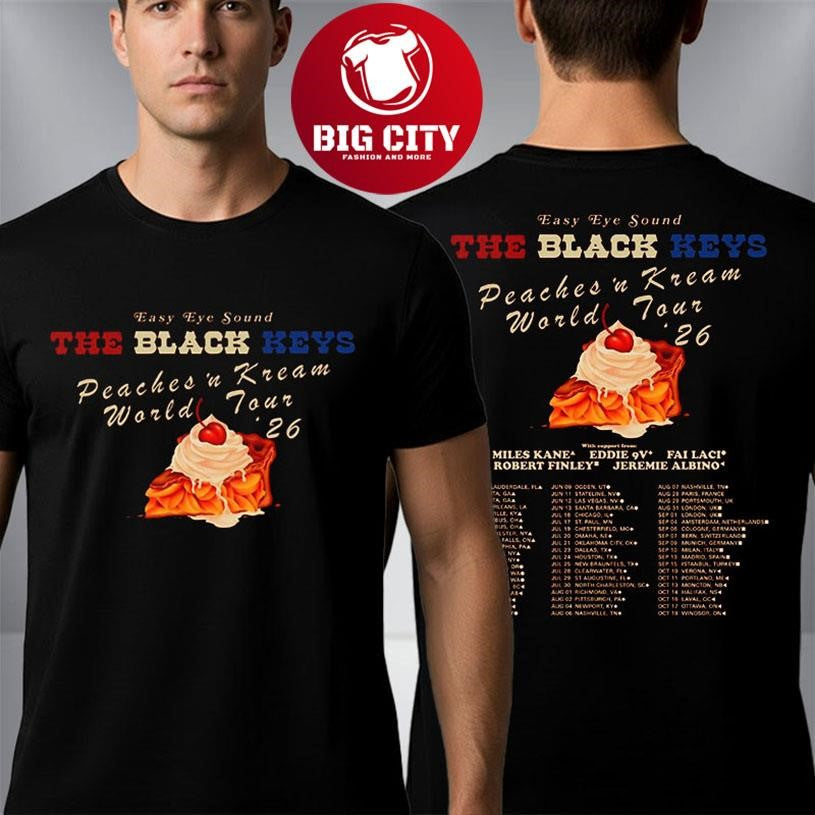 The Black Keys Peaches N Kream World Tour 2026 Schedule Tour Dates Two Sided Shirt