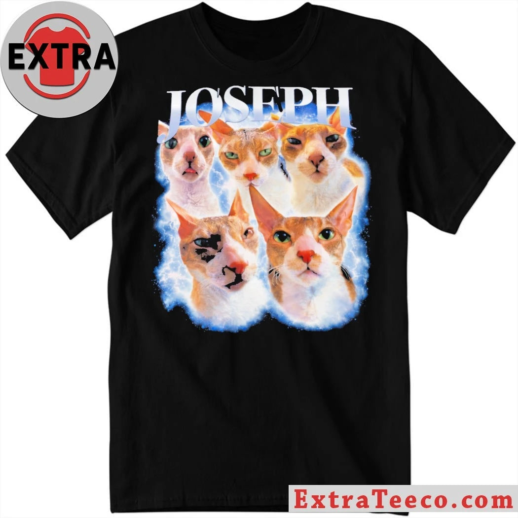 The shirt has a classic 90s design with a collage of kittens and the name JOSEPH