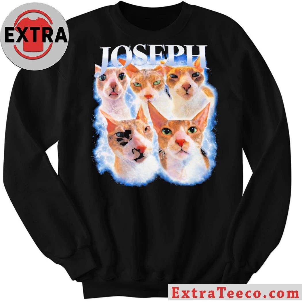 The shirt has a classic 90s design with a collage of kittens and the name JOSEPH
