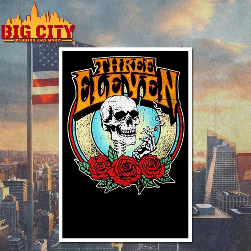 Three Eleven Smoking Skull Rose Raglan Shirt