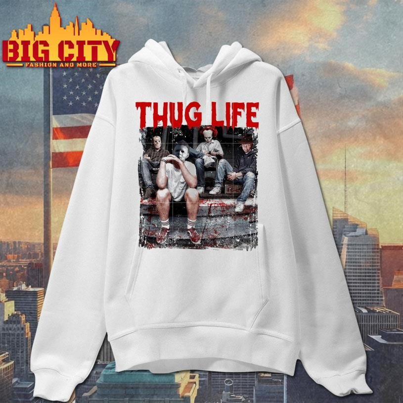 Thug life spooky characters graffiti blood shirt
