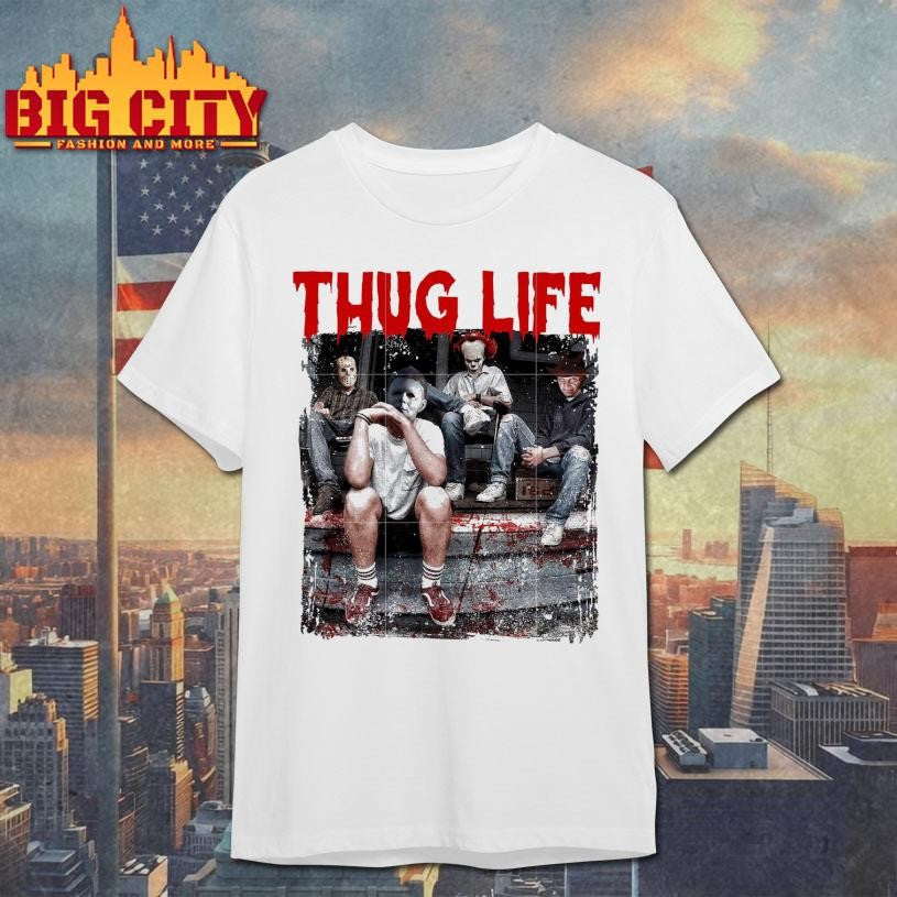 Thug life spooky characters graffiti blood shirt