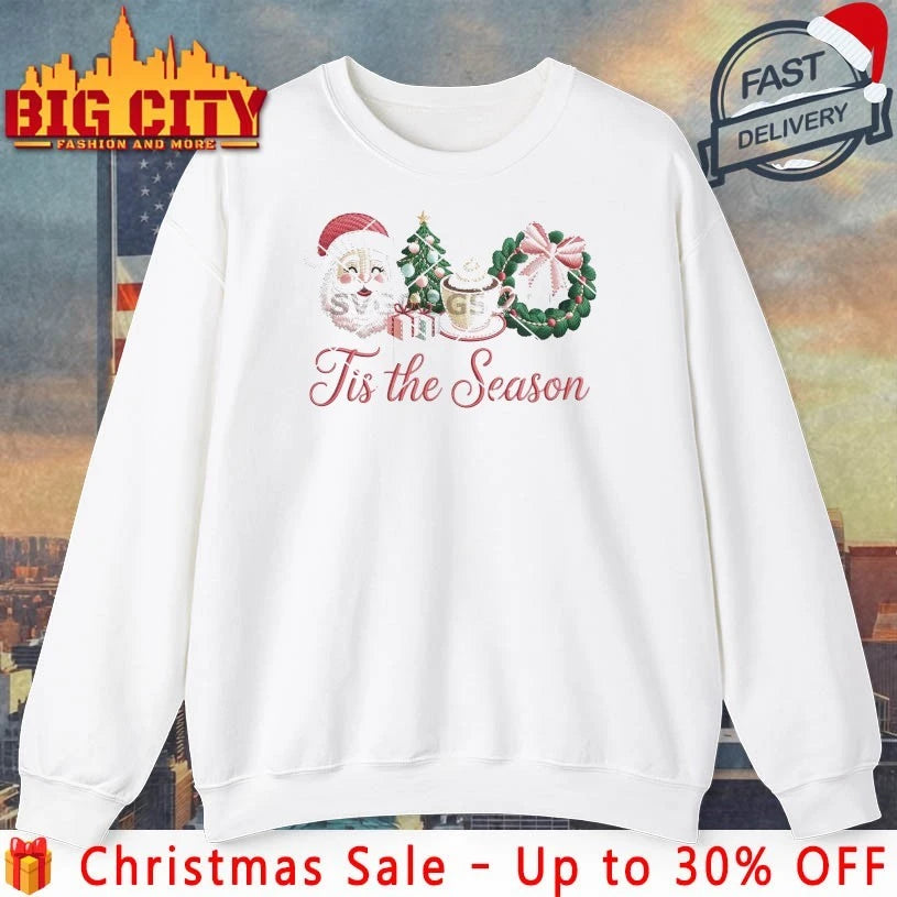 Tis The Season Yarn Santa Clause Coffee Christmas Shirt