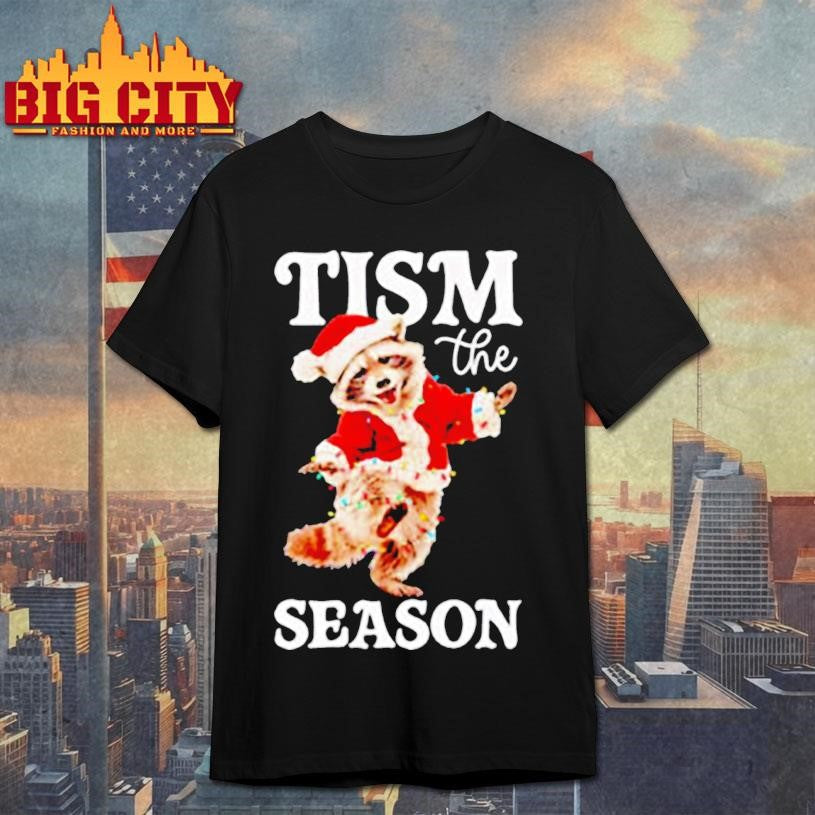 Tism The Season Raccoon Christmas Autism Awareness Shirt