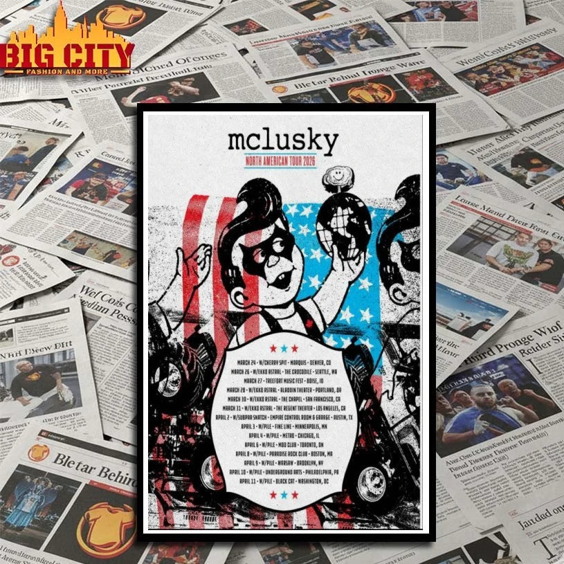 Top Mclusky North American 2026 Tour Poster Shirts