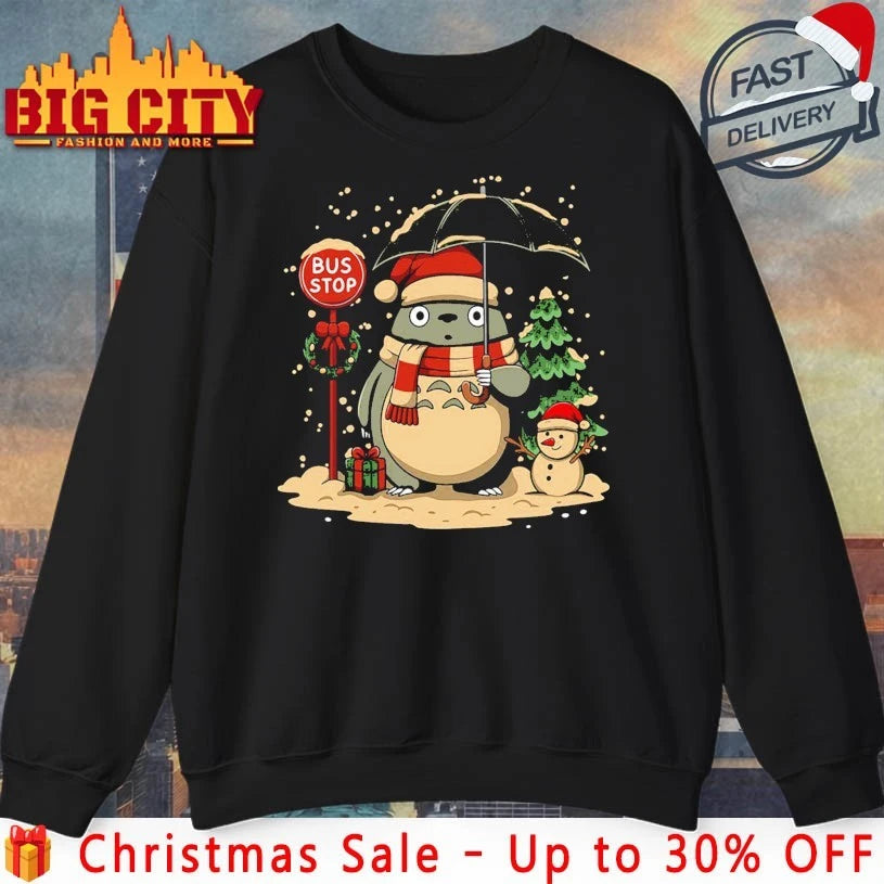 Totoro Winter Bus Stop christmas shirt