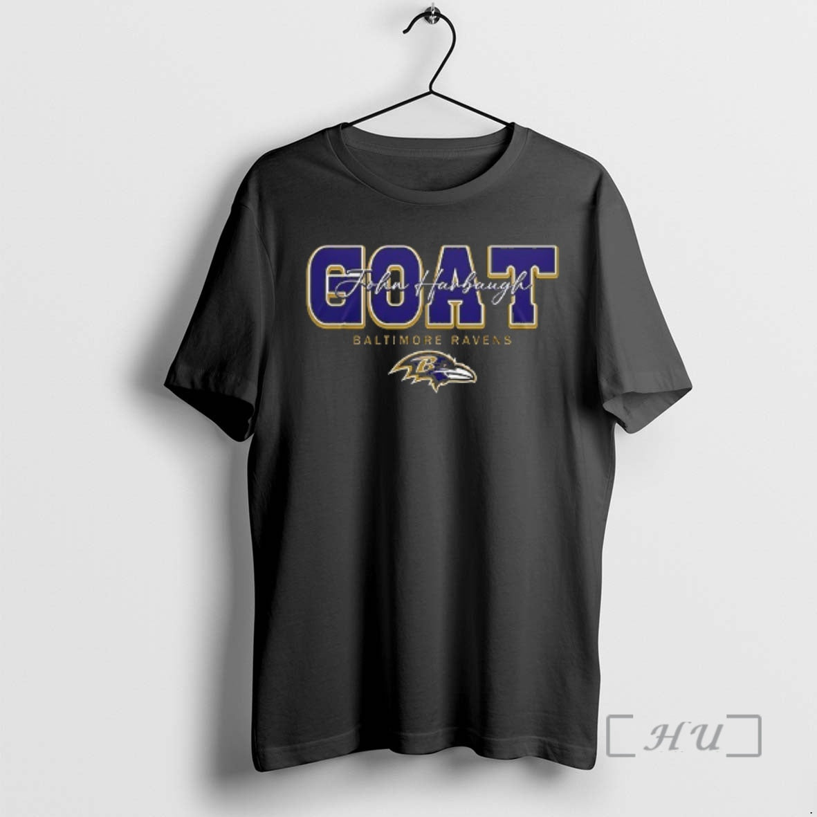 Trending Baltimore Ravens John Harbaugh Goat Super Bowl Xlvii Afc North Champions Graphic Signature Double T-Shirts,...