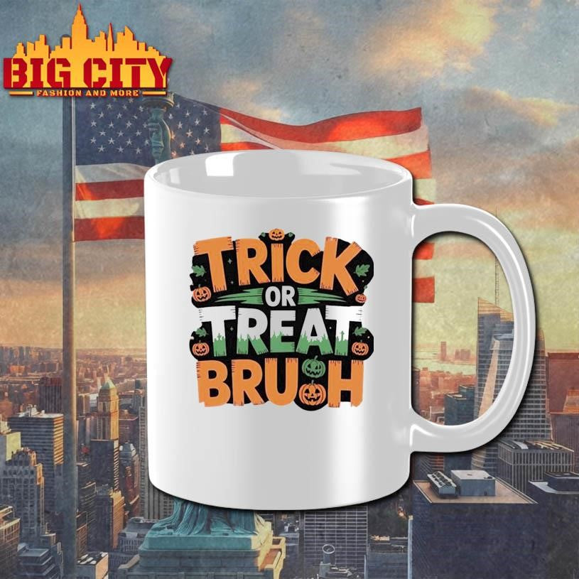 Trick Or Treat Bruh Halloween Typography Fun Pumpkin Design Shirt