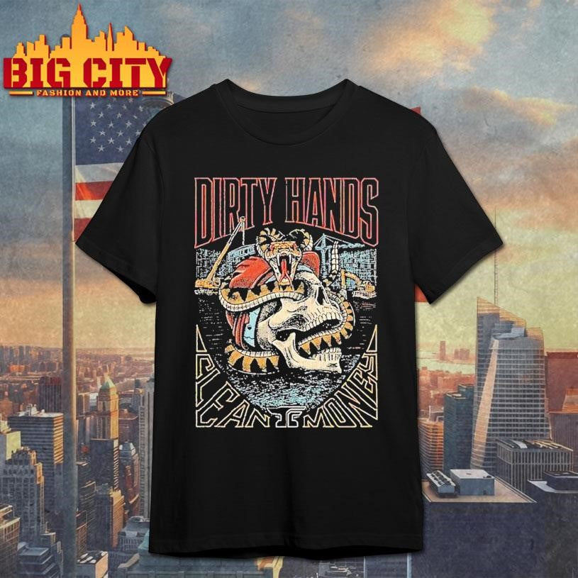 Troll Co Dirty Hands Clean Money Rattled Skull Shirt