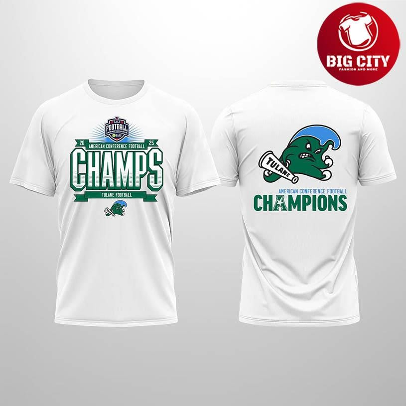 Tulane 2025 American Conference Football Champions Two Sided Shirt