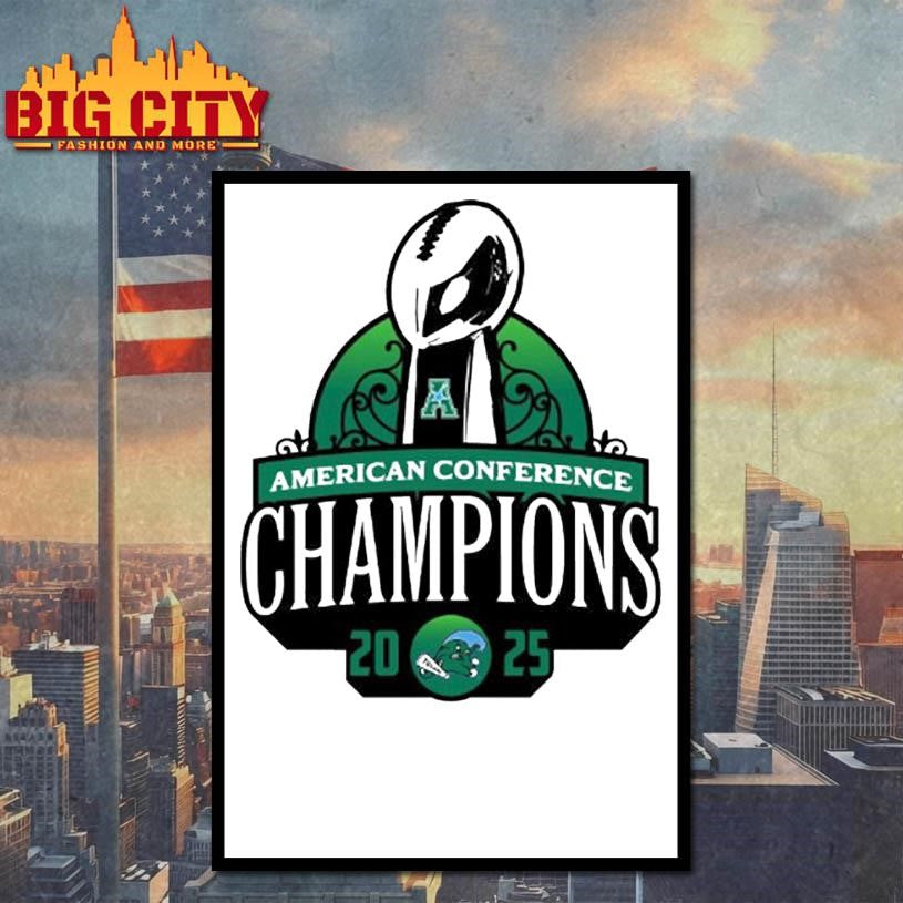 Tulane Green Wave 2025 American Conference Champions New Logo Shirt