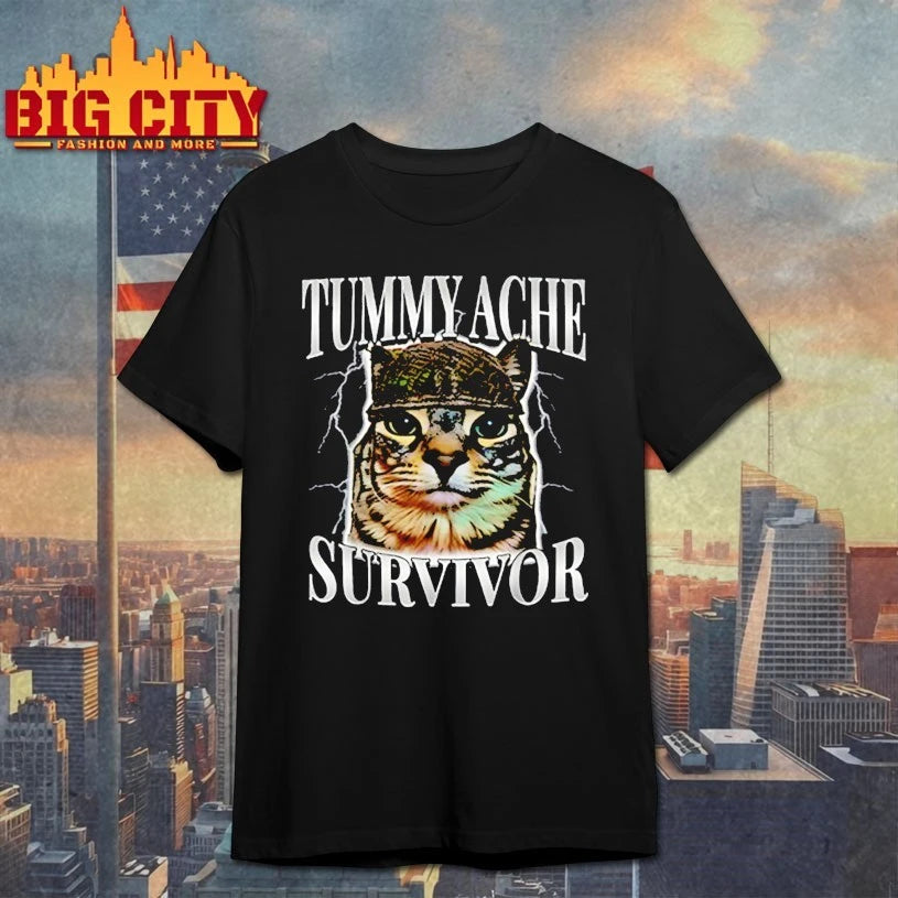 Tummy ache survivor cat funny shirt