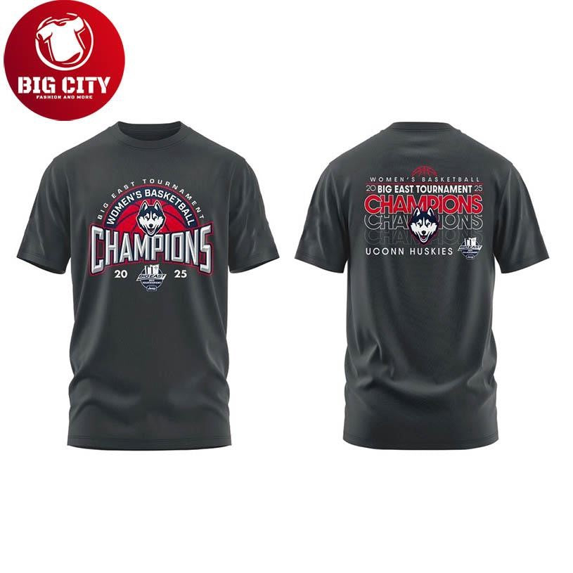 UConn Basketball 2024-25 Big East WBB Tournament Champions Two Sided Shirt