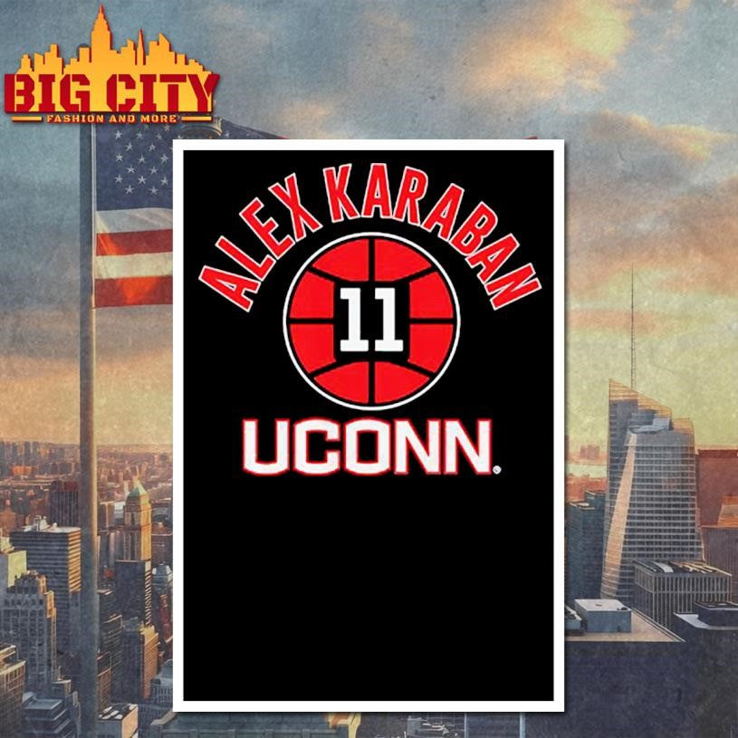 UConn Huskies Basketball Alex Karaban #11 name number ball shirt