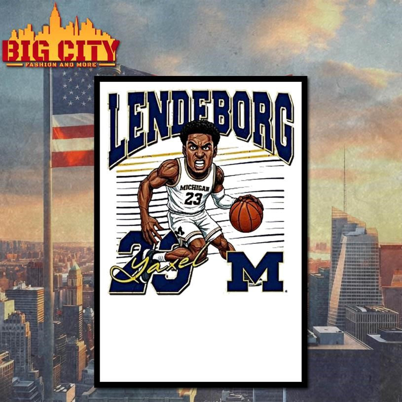 Valiant University Of Michigan Basketball Yaxel Lendeborg Caricature Shirt