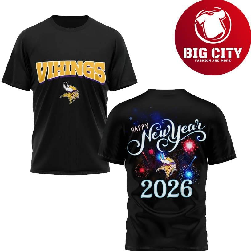 Vikings Happy New Year 2026 Two Sided Shirt