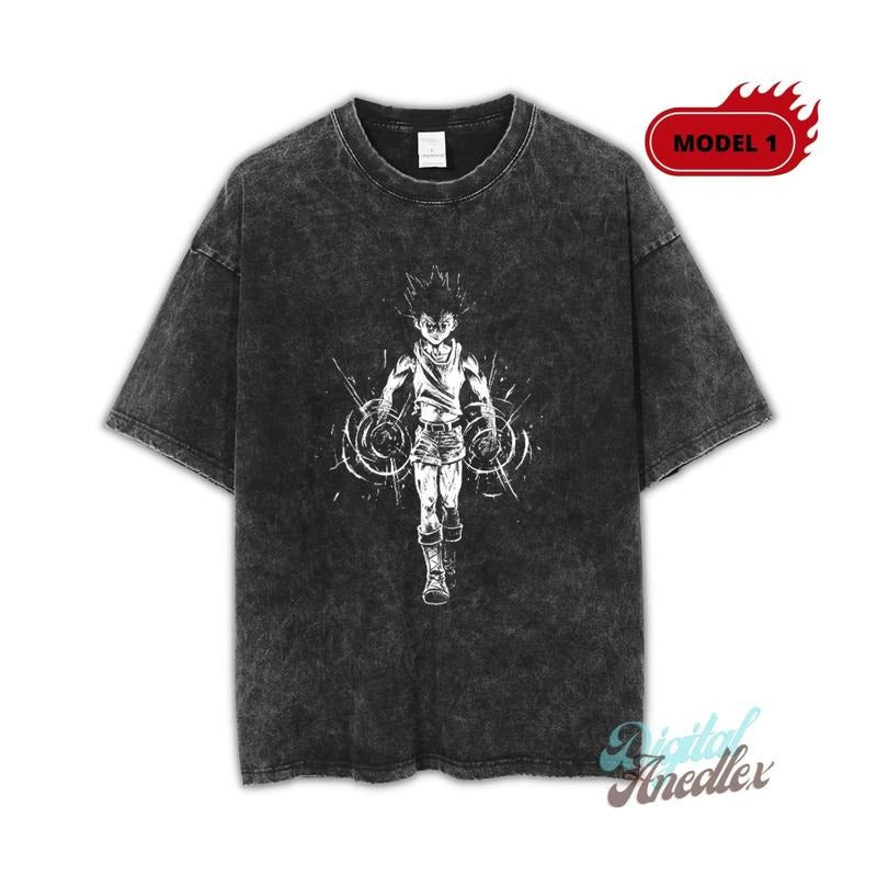 Vintage Anime Shirt, Retro and Vintage Style, Anime Shirt, Anime Japanese Shirt, Manga Shirt, Otaku Gift, Oversize Anime Washed T-shirt Menswear Top Underwear Tshirt