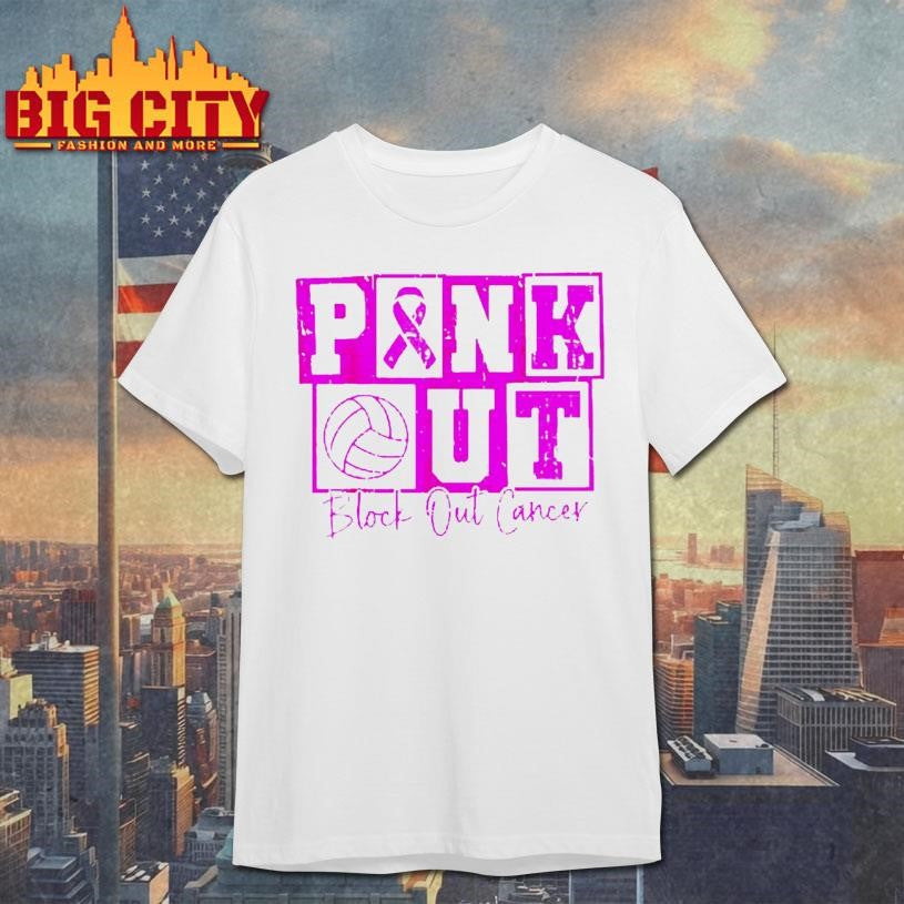 Volleyball Breast Cancer Awareness Block Out Cancer Shirt