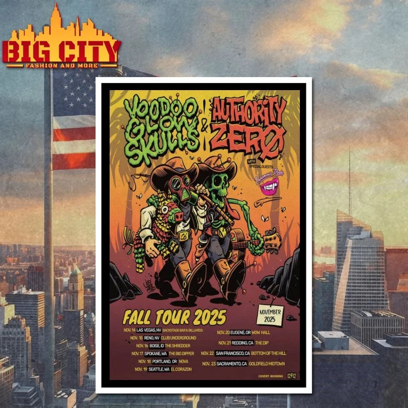 Voodoo Glow Skulls Authority Zero Fall Tour 2025 Poster Shirt