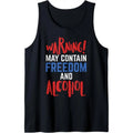 Warning May Contain Freedom And Alcohol 4th Of July Party Tank Top MADE IN USA T-Shirts, Hoodie, Sweatshirt | ZylaModa.com