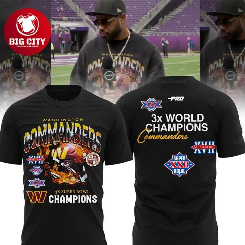 Washington Commanders 3x World Champions Two Sided Shirt