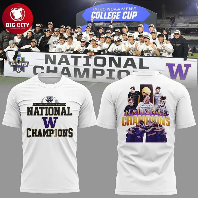 Washington Huskies 2025 National Champions NCAA Men’s Soccer Two Sided Shirt