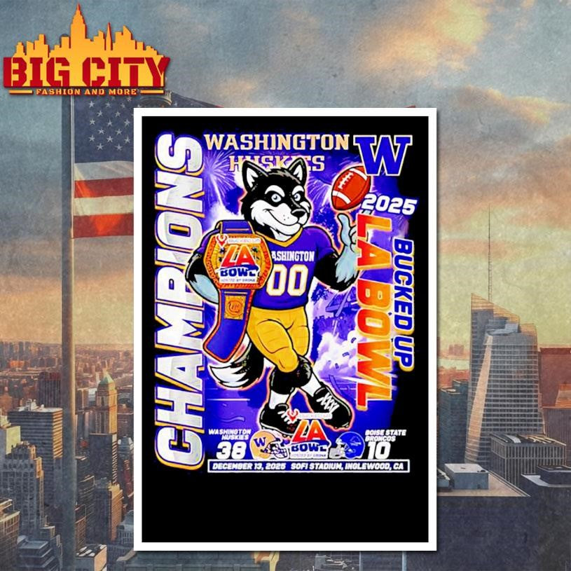 Washington Huskies Bucked Up LA Bowl Champions 2025 mascot Shirt