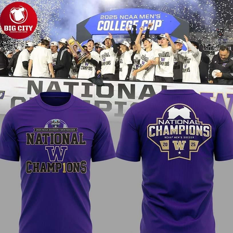 Washington Huskies National Champions 2025 NCAA Men’s College Cup Two Sided Shirt