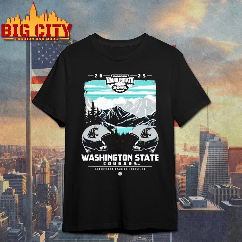 Washington State Cougars 2025 Famous Idaho Potato Bowl Helmet Chriast Shirt