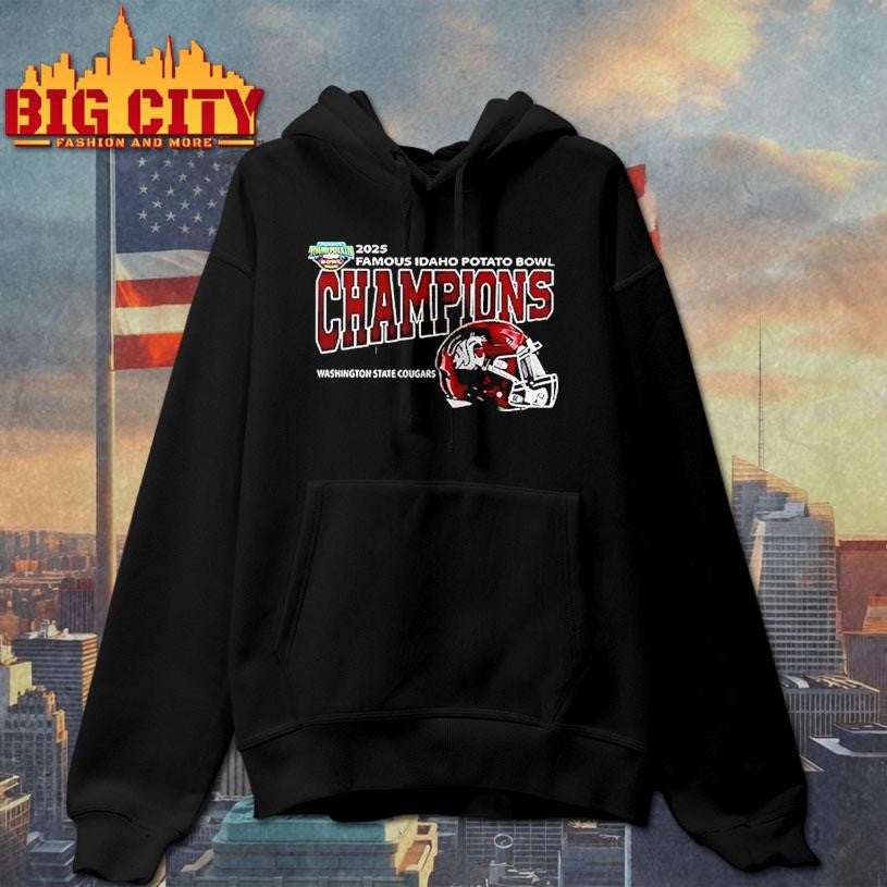 Washington State Cougars Famous Idaho Potato Bowl Champions Go Cougs Logo Helmet Shirt